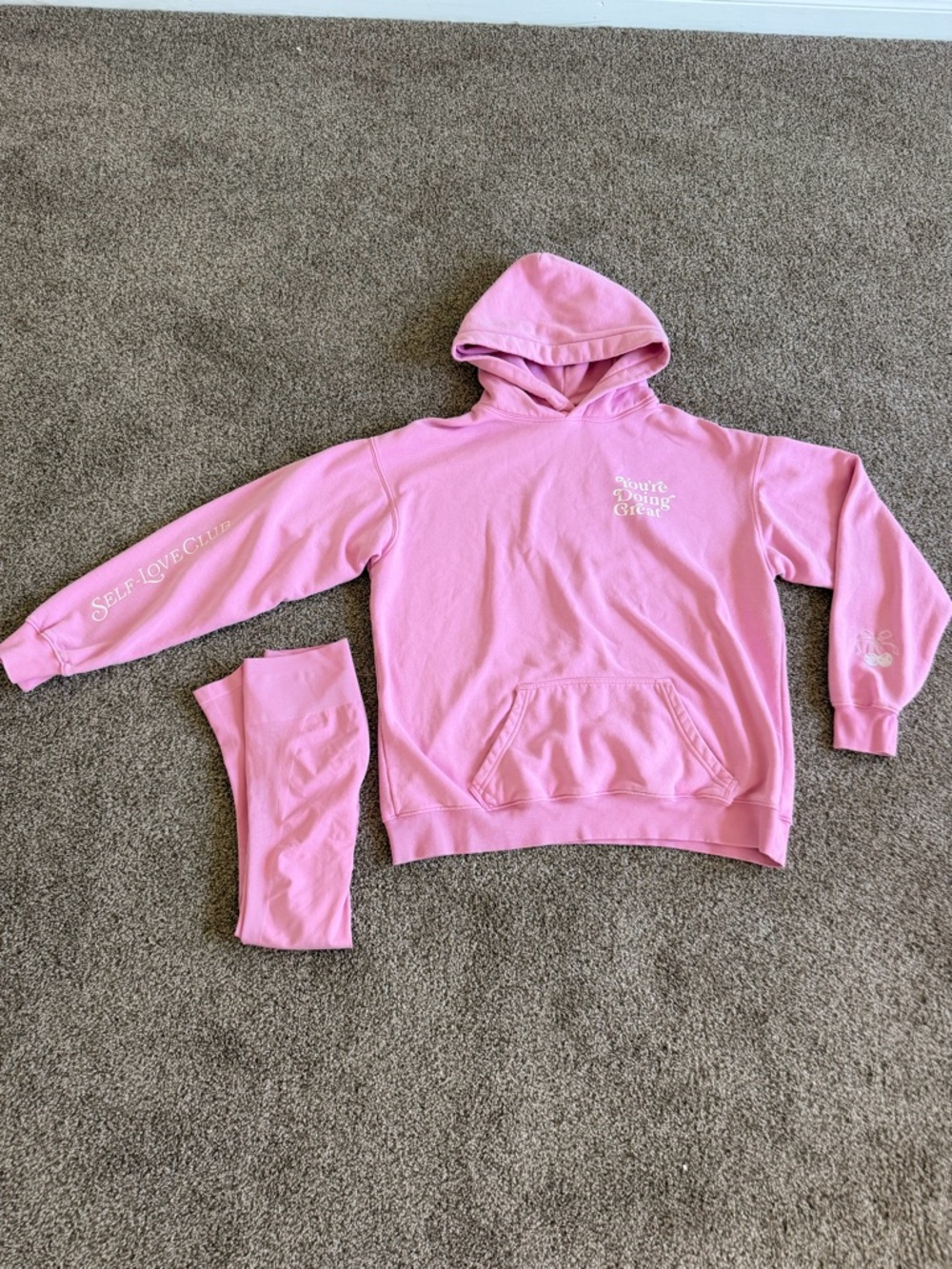 Bo + Tee Pink Self-Love Club Hoodie and Matching Leggings